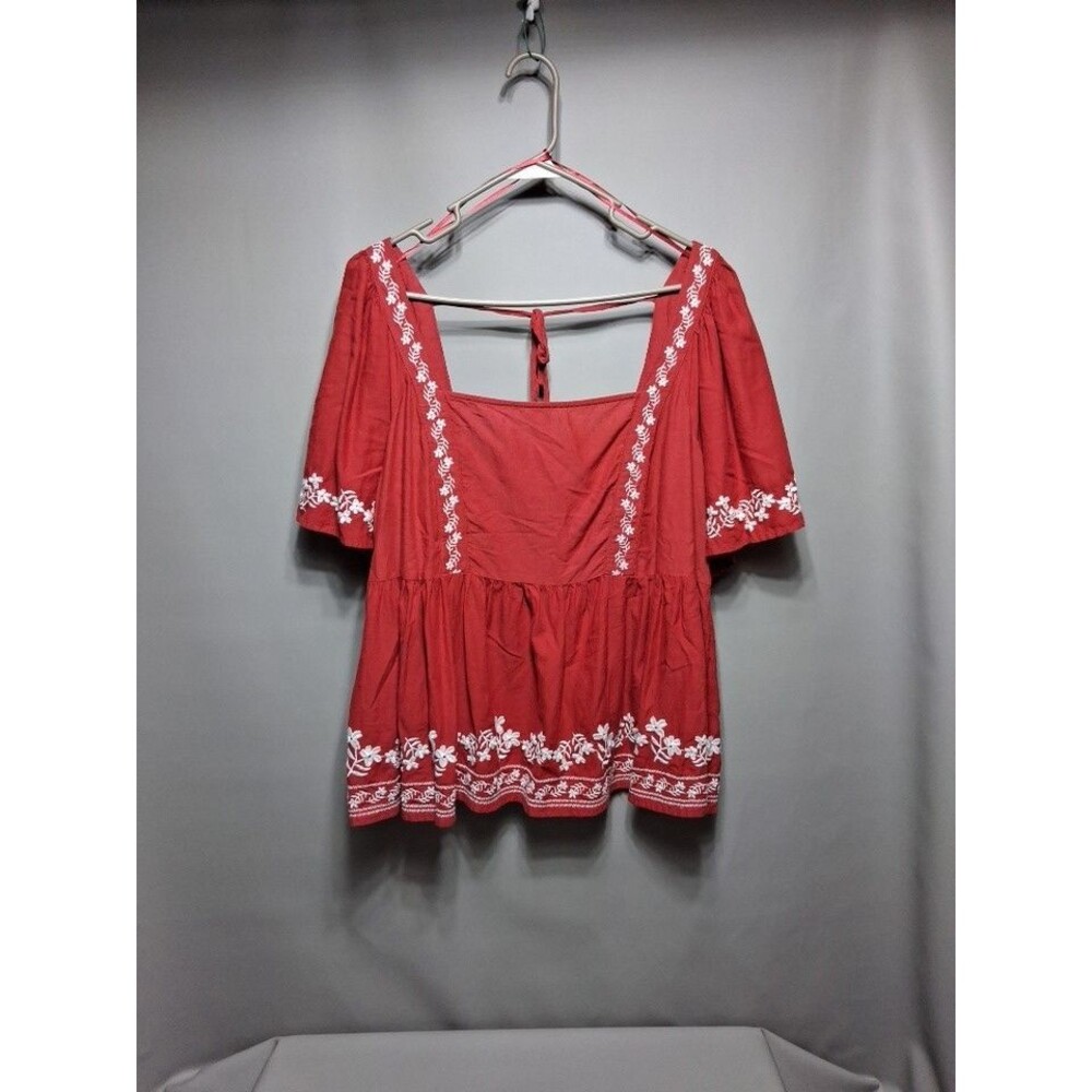 Old Navy Crop Top 2X Boho Festival Peasant Embroidery Folk Cottagecore Retro 70s